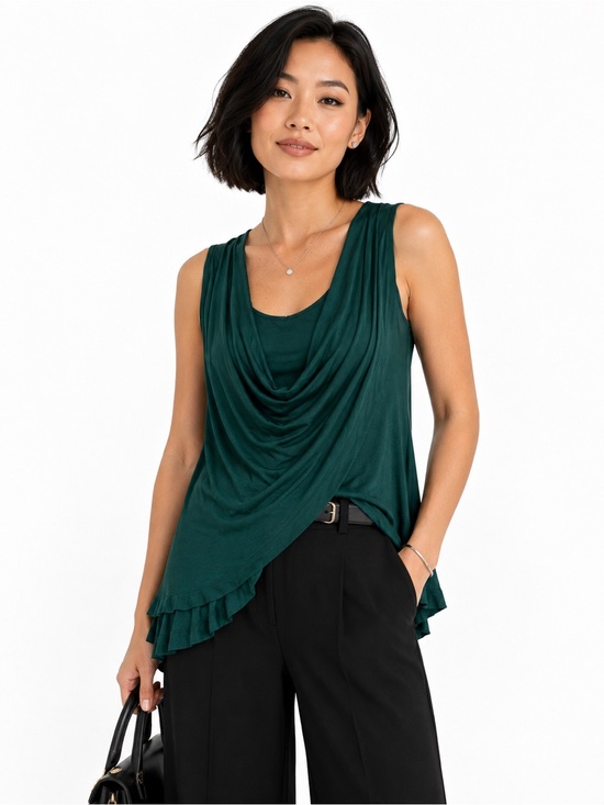 White House Black Market Tops - White House Black Market Draped Asymmetrical Sleeveless Top Emerald Green Size S